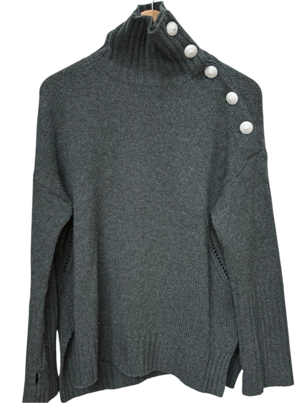 Zadig & Voltair Alma Turtleneck Button Detail 100% Cashmere Sweater. Medium.